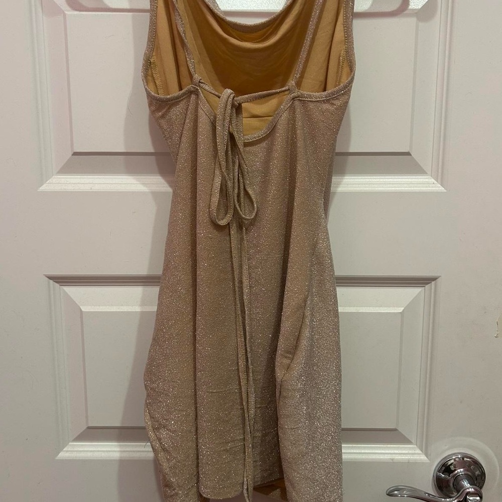 Gold mini body-con dress